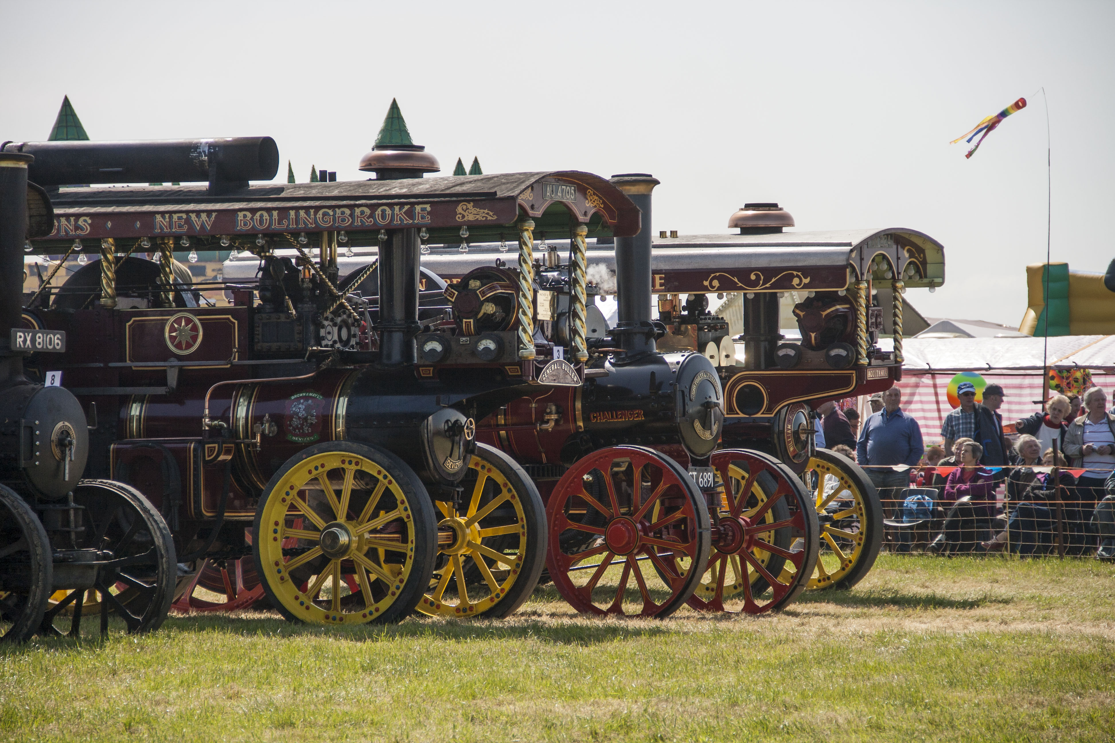 Steam engines lined up at Carrington Rally